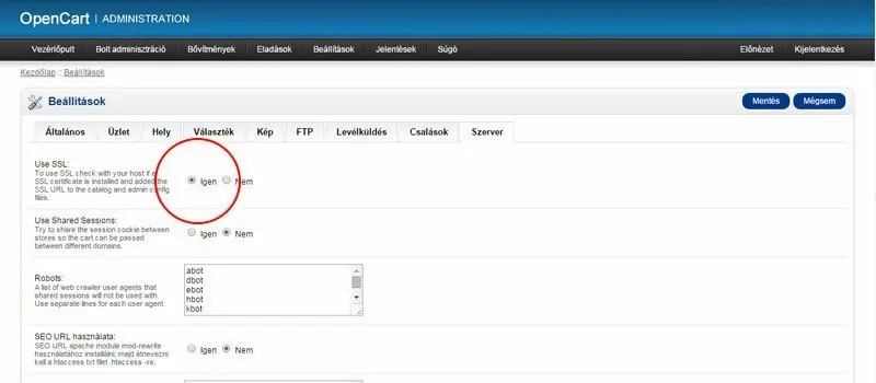 Opencart SSL kapcsolat engedélyezése 8 opencart webáruház ssl bekapcsolás