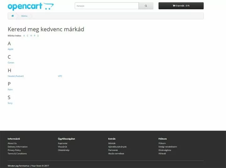 Opencart oktatóanyag: Gyártók 6 gyártók 3