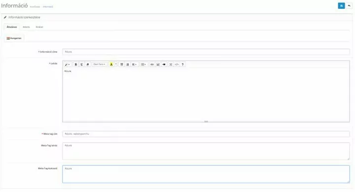 OpenCart információs oldalak kezelése – jogi oldalak és SEO tartalom egy helyen 5 opencart információ oldal szerkesztés