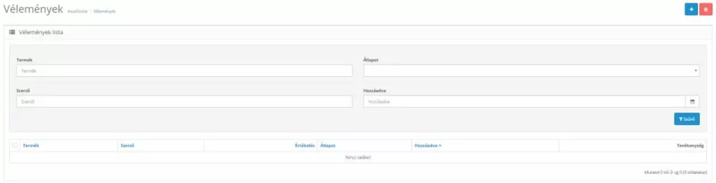 Opencart oktatóanyag: Vélemények 3 velemenyek