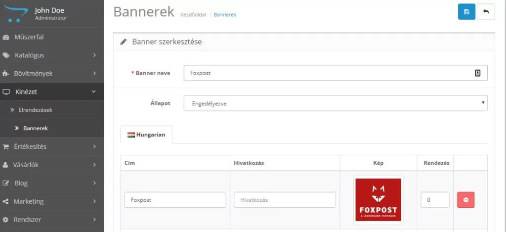 Opencart oktatóanyag: Bannerek 4 banner-beallitaas