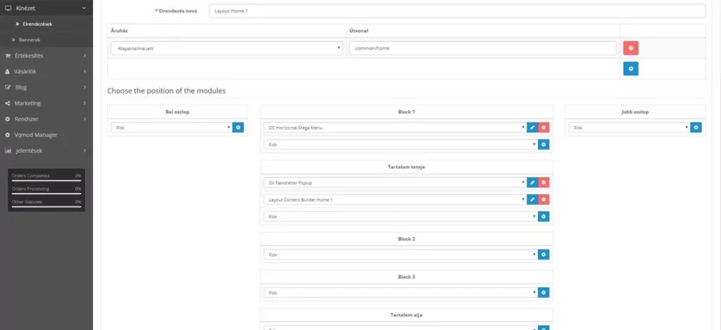 Opencart oktatóanyag: Elrendezések 3 layout