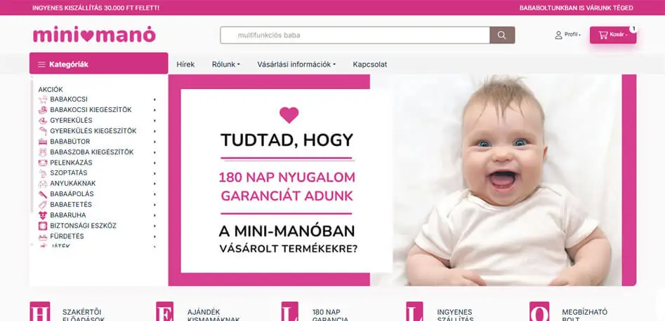Webáruház készítés 10 Minimano.hu